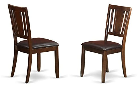 East West Furniture DUC-MAH-LC Dudley Küchen-Esszimmerstühle – Kunstleder gepolsterte Holzstühle 2er Set Mahagoni