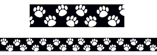 Teacher Created Resources Paw Prints Straight Border Trim, Black/White (4642)