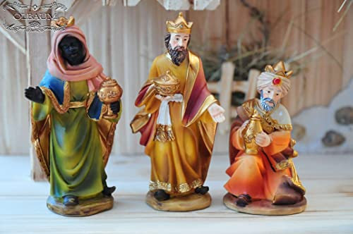 Krippenfiguren-Set Krippenfigur: Heilige 3 Könige Kaspar Melchior & Balhasar mit Gaben Weihrauch und Myhrre, für Krippenfiguren bis ca. 12 cm, hochwertige Ausführung mit liebevoller Mimik, Krippenfigur,Krippenzubehör Krippendeko