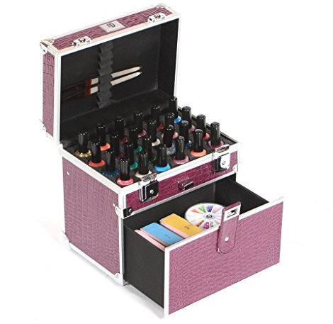 Urbanity Unghie Smalto Vernice Bottiglia Bellezza Cosmetici Make Up Valigia Trucco Scatola - Viola Coccodrillo