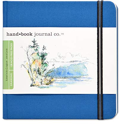 Speedball Drawing Journal Book 5.5 x 5.5 Square Ultramarine Blue, Art Sketch Paper For Pen, Ink, Pencil, Markers, For Adult, Kid