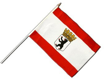 Flaggenfritze® Stockflagge Deutschland Berlin mit Krone - 30 x 45 cm