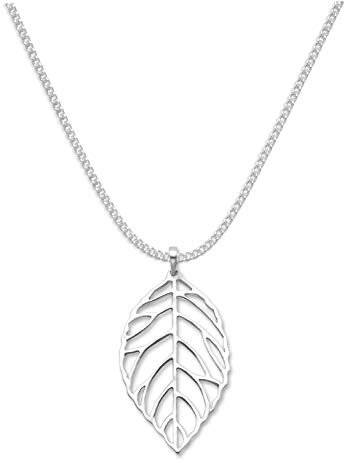 Sterling Silver leaf Necklace ON 16 INCH CHAIN (41cm) - SIZE: 18mm x 11mm Gift Boxed. 8056/16