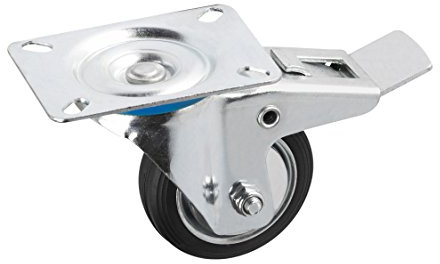 Metafranc Lenkrolle Ø 100 mm - Feststeller - 104 x 80 mm Platte - Vollgummi-Rad - Weiche Lauffläche - Rollenlager - 70 kg Tragkraft / Transportrolle / Möbelrolle / Schwerlastrolle / 800770 | Feststeller – Weiche Lauffläche – Rollenlager – 70 kg Tragkraft – Transportrolle – Möbelrolle – Schwerlastrolle