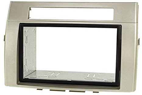 tomzz Audio 2455-053 Doppel DIN Radioblende Set kompatibel mit Toyota Corolla Verso ZER/ZZE Bj.2004-2009 Silber mit Einbaukit