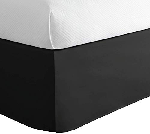 Today's Home Classic Tailored Bed Skirt Dust Ruffle, Cotton Blend Design, 14 Drop Length, Full, Black