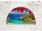 Runa Art Fototapete Fenster Strand und Meer 352 x 250 cm Vlies Tapeten XXL Moderne Wandtapete Wohnzimmer Schlafzimmer Weiss Grün 9074011c