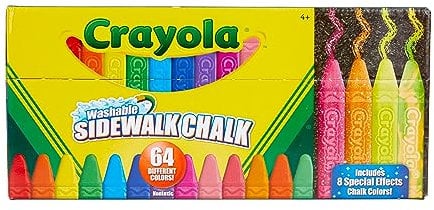 CRAYOLA Kreide Kinder, Farbenfrohe Straßenkreide Box mit 64 Stück Kreide für Strassen und Pflastersteine, Waschbare Malkreide Straße Kinder, für Kinder ab 4 Jahren