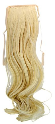 WIG ME UP - YZF-TC18-88 Haarteil ZOPF Blond, Hellblond wellig 45cm Band Haar Klammer Haarverlängerung