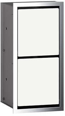 EMCO Asis 150 Unterputz-WC-Papier-Modul, Badezimmerschrank mit Toilettenpapierhalter für unsichtbaren Stauraum, Hochschrank mit 2 Fächern aus Aluminium, optiwhite