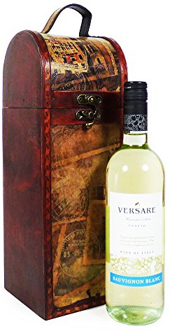 75cl Versare White Wine in a Quality Wooden Vintage Style Chest - Ideas for Mum, Dad , Birthday, Anniversary, Corporate, Business, Friend