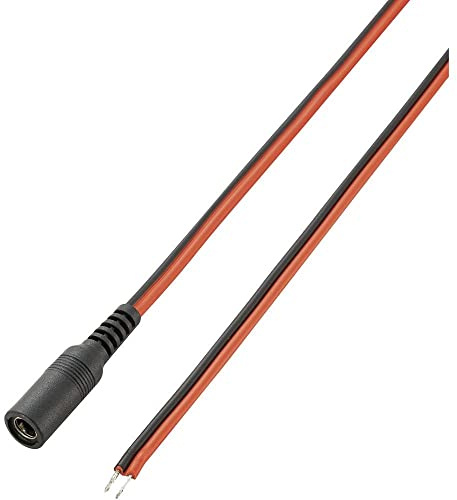 Voltcraft 93025c181 Niedervolt-Anschlusskabel Niedervolt-Buchse - offene Kabelenden 5.5 mm 2.5 mm 5.5 mm 2.5 mm 2.00 m, Rot, Schwarz