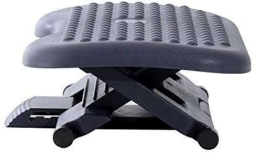 HOMCOM Footrest Adjustable Height & Angle Tilting Platform Home Office Foot Rest Charcoal Grey