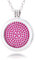 Morella Damen Halskette 70 cm Edelstahl und Anhänger mit Coin Glitzersteine pink 33 mm im Schmuckbeutel