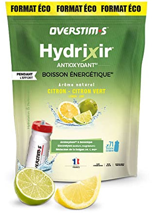 OVERSTIM.s – Boisson Hydrixir Antioxydant (3kg) - Boisson énergétique pour le sport – Electrolytes (sodium,magnésium) – Vitamines (B1,B6,C,E) – Réduction de la fatigue - Saveur Citron-citron vert