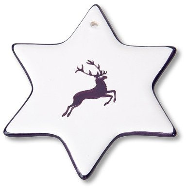 Gmundner Keramik lila Hirsch Weihnachtsstern, Christbaumschmuck, Durchmesser 13 cm, 0325WNST13