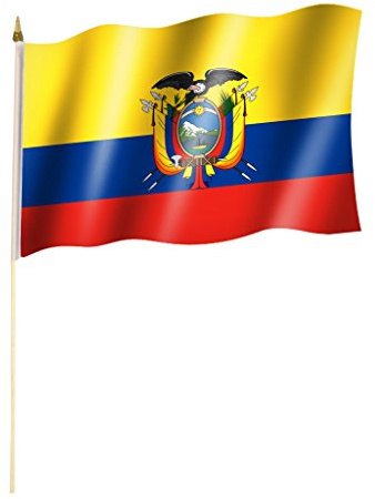 Stockflagge/Stockfahne ECUADOR Flagge/Fahne ca. 30 x 45 cm mit ca. 60cm Stab/Stock