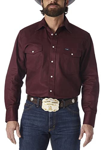 Wrangler Western, camicia da lavoro a maniche lunghe, da uomo, finitura stabile - viola - M