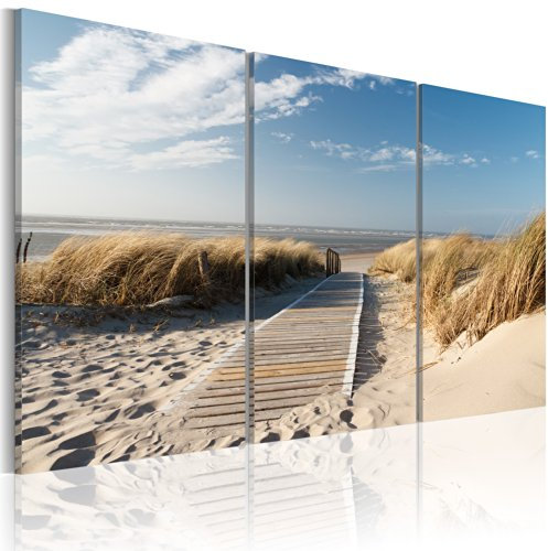 murando - Wandbilder XXL Strand Meer 90x60 cm Vlies Leinwandbild 3 Teilig Kunstdruck Leinwand Bilder modern Wandbilder Groß XXL Wohnzimmer Wanddekoration Design Wandbild Wand Bild - Natur 030212-25