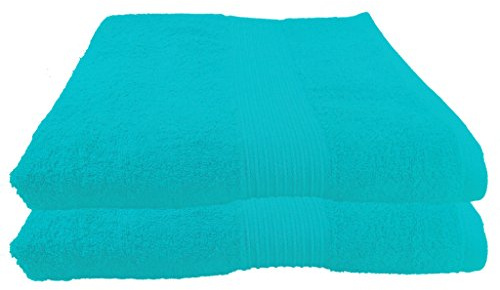 Julie Julsen 2er Pack Saunatücher Reine Baumwolle Qualität 500 GSM Saunatuch Strandtuch Türkis 80 x 200 cm