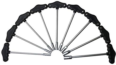 9-tlg. Steckschraubendreher-Satz mit Quergriff (T-Griff) Sechskant-Schraubendreher für Außensechskant Schrauben SW 6mm, 7mm, 8mm, 9mm, 10mm, 11mm, 12mm, 13mm, 14mm (Chrom-Vanadium-Stahl)