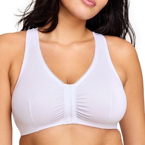 Women's Plus Size Front-Closure Cotton T-Back Comfort Bra Wirefree #1908