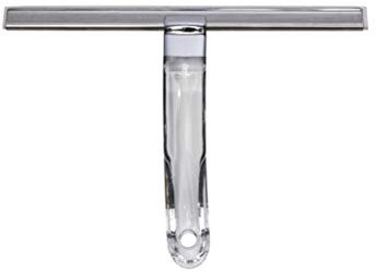 Croydex All Purpose Silicon Squeegee for Window, Glass, Shower Door, Car Windshield, Mirror, Includes Suction Hook, 256 mm rubber blade, Transparent Handle.