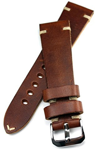 Sulla RIOS 1931 22 mm Herren Leder Deutsch Uhrenarmband Pilot Vintage Braun