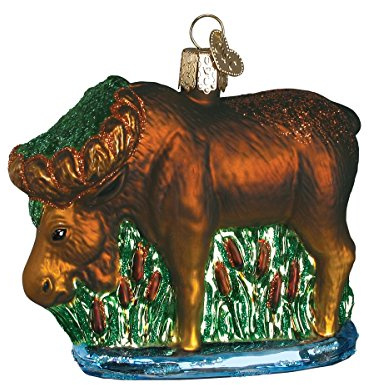 Old World Christmas Ornaments: Wildlife Animals Glass Blown Ornaments for Christmas Tree, Munching Moose
