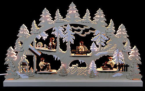 Michael Müller - Schwibbogen 'Leben im Wald' - Original Erzgebirge - 62x37x5,5cm - Unparfümiert