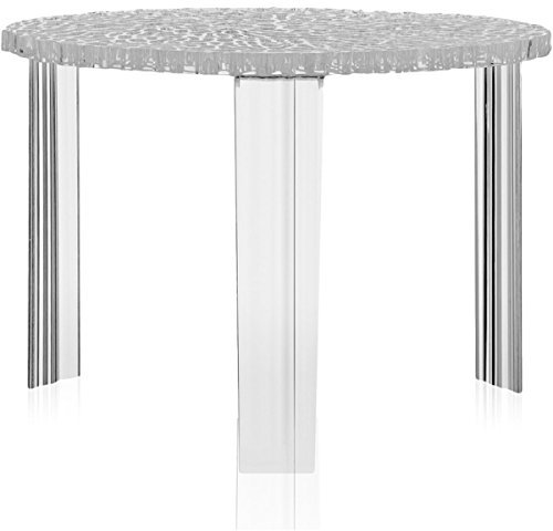 Kartell T-Table Tavolino, PMMA Trasparente o colorato in Massa, Cristallo, Medio - H. 36 cm