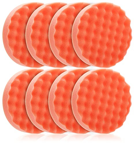 Fasmov 8 Pack 6 Buffing Polishing Pads Waffle Buffing Pads, Orange Microfiber Buffing Pads Cutting Polishing Pad, Foam Polish Pad for Car Buffer Polisher Compounding, Polishing and Waxing