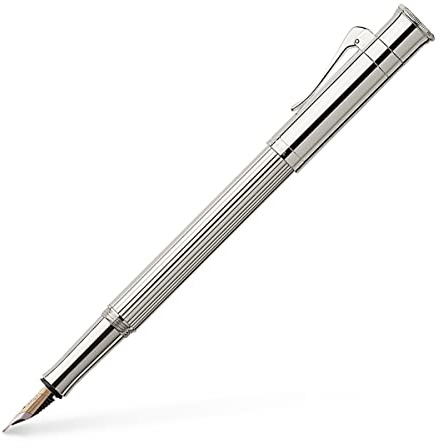Graf von Faber-Castell - Füllfederhalter Classic Platiniert EF | Vollständig platiniert mit 18-Karat Bicolor Goldfeder und massivem Federclip