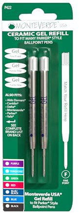 Monteverde Gelmine ohne Kappe feine Spitze für Parker-Kugelschreiber, Blau/Schwarz, 2 Stück
