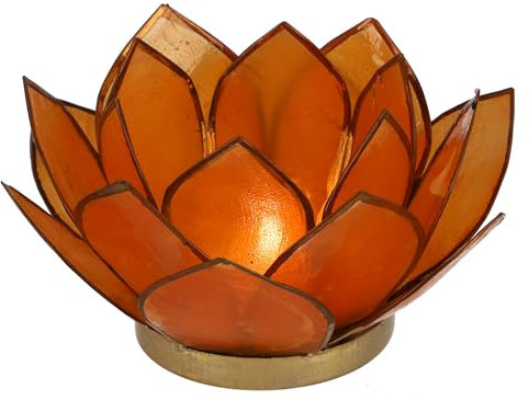 GURU SHOP Lotus Teelicht Muschel 14x6 cm - Orange