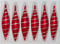 6 TLG. Glas-Zapfen Set in Hochglanz Rot Candy Silberne-Spiralen - Neuheit - Christbaumkugeln - Weihnachtsschmuck-Christbaumschmuck