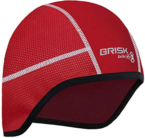 Brisk Bike Cycling Cap Helmet Liner Breathable Stretch Skull Cap with Fleece Lining, Seamless Stitching, Ear Cover, Sweat Wicking Under Helmet Cap for Cycling, Motorcycle, Running