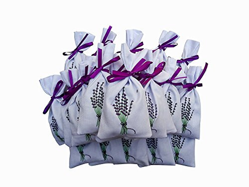 Gifts Set of 10 Empty Embroidered Lavender 'Bunches' Bags - Eco Friendly Hemp (Fill Your own Bags)