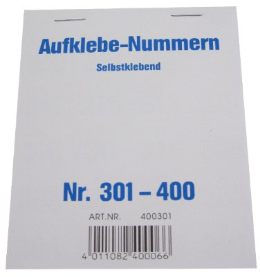 Wolf & Appenzeller 400301 - Gewinnaufklebe-Nummern 301-400, selbstklebend