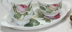 Roy Kirkham Bollweg Milch+Zuck. Tabl Redoute Roses - Fine Bone China made in England - Serviertablett Redoute Rose - 26 x 15 cm