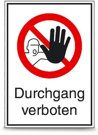 Betriebsausstattung24 Verbots-Kombischild Durchgang verboten - Aluminium, geprägt - 26,2 x 37,1 cm - Symbol und Text Schild D-P006