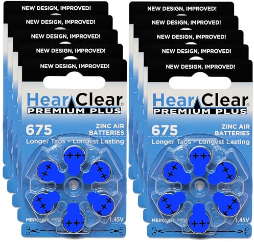 HearClear Hearing Aid Batteries Size 675 60 batteries