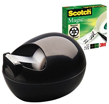 Scotch 3M Magic Dispenser Designed by Karim con 1 Rotolo di Nastro Adesivo Invisibile, Nero