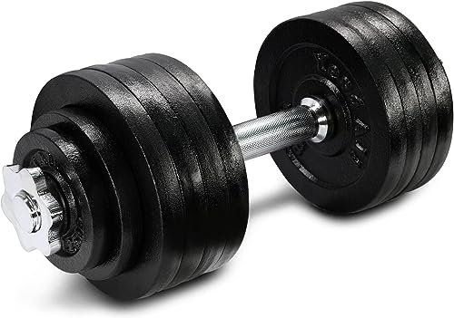 Yes4All DL2Z Cast Iron Adjustable Dumbbell Weight Set, 24 KG with 1 Handle