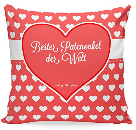 Mr. & Mrs. Panda Sitzkissen Patenonkel - Geschenk, Dankeschön, Sofakissen, Herz Liebe Verliebt Dankeschön Geburtstag Bester Beste Bedanken,