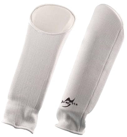 Ju-Sports Unterarmschutz - weiß, Baumwolle I Dehnbare, stabile Unterarmschoner für Kampfsportarten I BJJ, MMA, Kickboxen, Taekwondo, Karate, Thaiboxen I Größe S