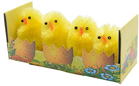 Oster Küken 4cm x 4 Stück Chenille Plüschküken Osterdeko zum Basteln