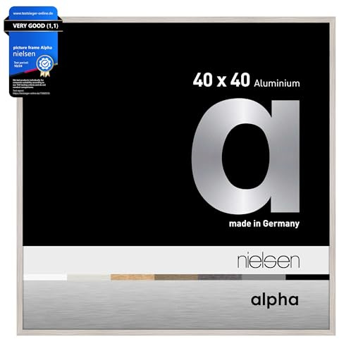nielsen Alpha Oak White Aluminium Picture Frame - 40x40cm - with Float Glass and Easy Push-Turn Clips - For Photos and Art