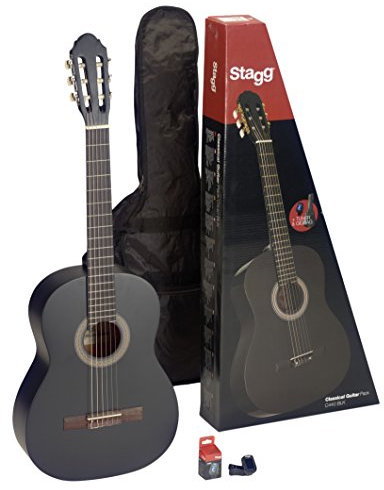 Stagg C440 Klassische Gitarre – Schwarz Gitarren-Set Volle Größe schwarz