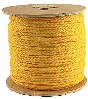 Rope King HBP-141000Y Hollow Braided Poly Rope - Yellow - 1/4 inch x 1,000 feet